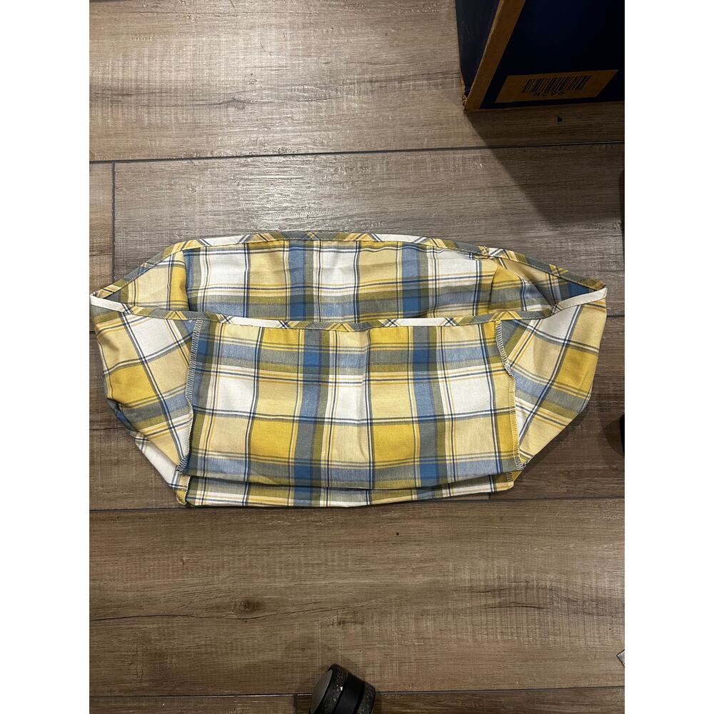 Longaberger Large Desktop Basket Liner CORNFLOWER PLAID yellow Over Edge